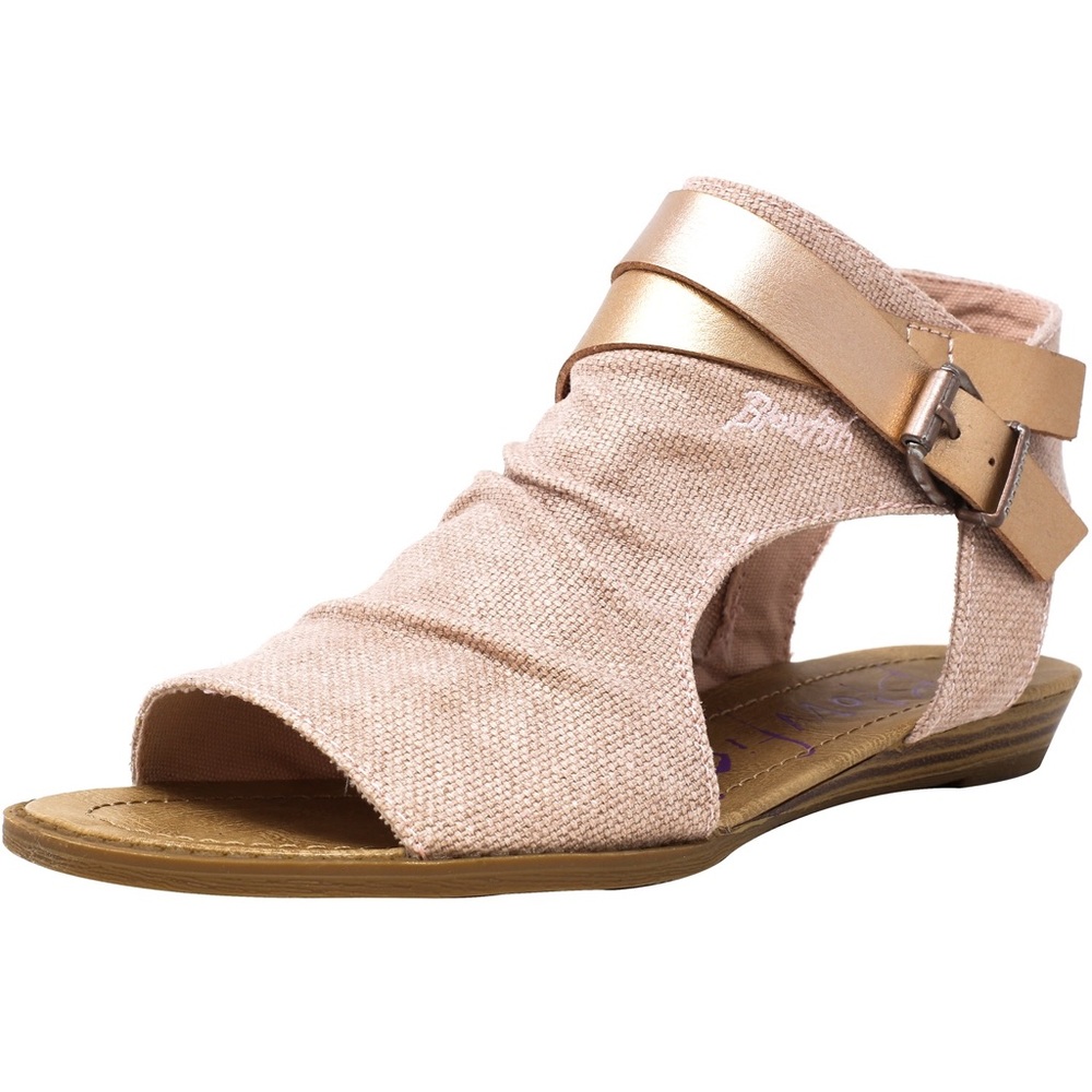 Blowfish Rose Gold Metallic Jute Canvas Sandals Size 12